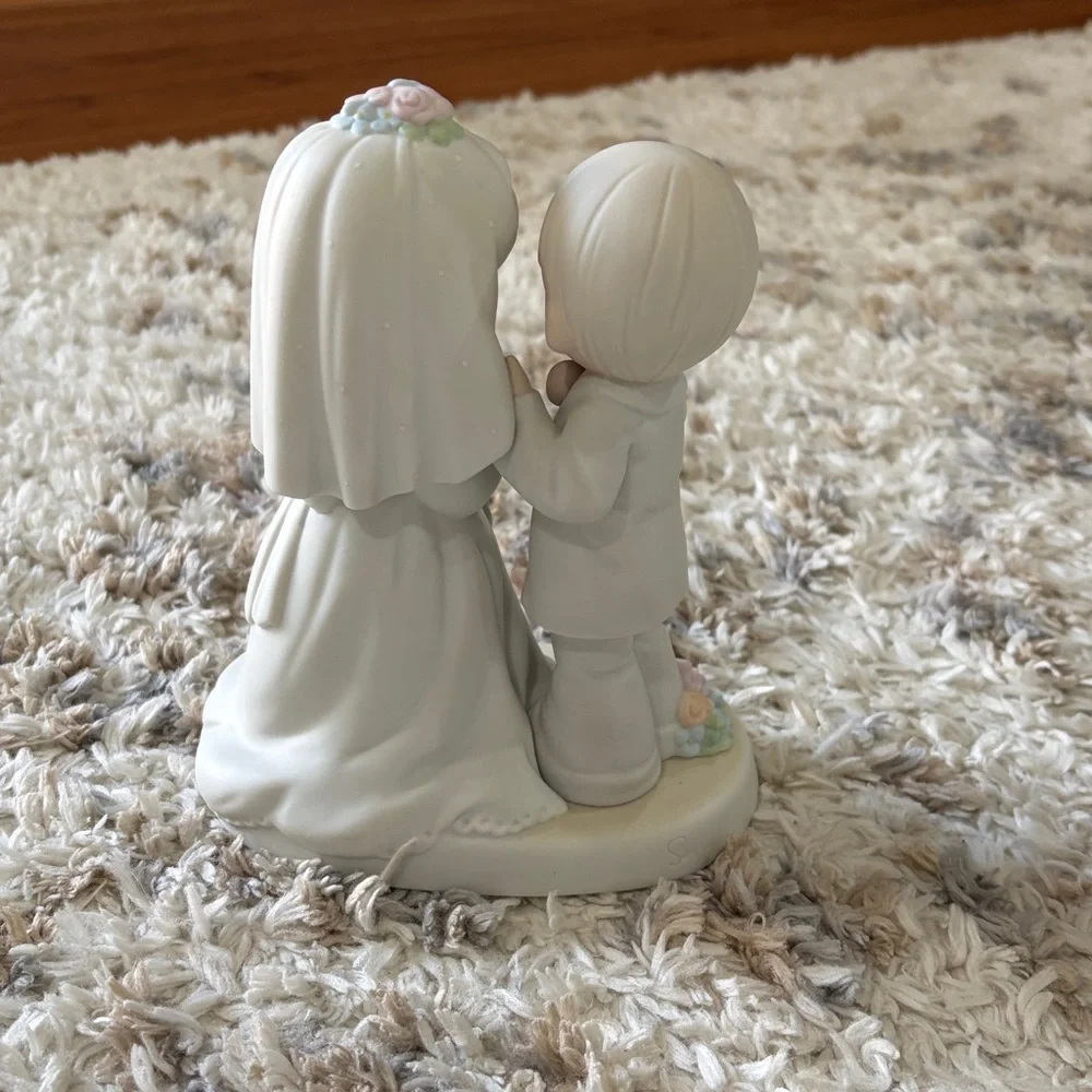 Wedding Couple Figurine with Floral Accents